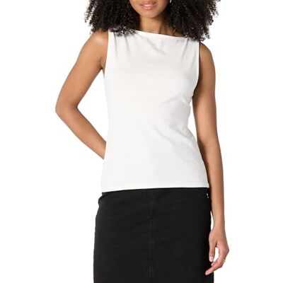 Amazon Essentials Rippstrick-Tanktop für Damen, schmale Passform, U-Boot-Ausschnitt, Weiß, Größe XS Amazon Essentials Rippstrick-Tanktop für Damen, schmale Passform, U-Boot-Ausschnitt, Weiß, Größe XS