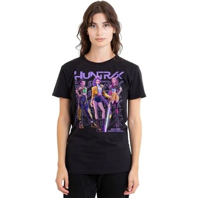 KPop Demon Hunters Damen K-pop Huntrix Golden Trio Pose Ladies T-Shirt, Schwarz, S EU KPop Demon Hunters Damen K-pop Huntrix Golden Trio Pose Ladies T-Shirt, Schwarz, S EU