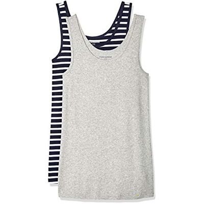Amazon Essentials Damen Tanktop, Schmale Passform, 2er-Pack, Hellgrau Meliert/Marineblau Weiß Streifen, XXL Amazon Essentials Damen Tanktop, Schmale Passform, 2er-Pack, Hellgrau Meliert/Marineblau Weiß Streifen, XXL
