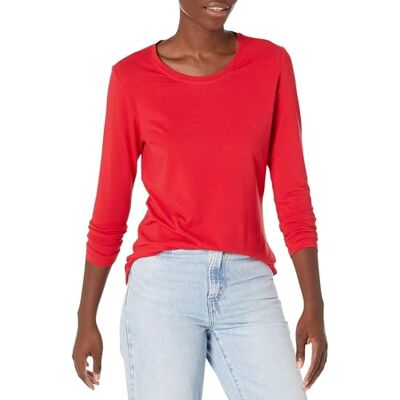 Amazon Essentials Damen Langärmeliges T-Shirt mit Rundhalsausschnitt in klassischer Passform (erhältlich in Übergröße), Kirschrot, Größe S Amazon Essentials Damen Langärmeliges T-Shirt mit Rundhalsausschnitt in klassischer Passform (erhältlich in Übergröße), Kirschrot, Größe S