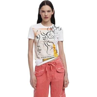 Desigual Damen 25SWTKAC T-Shirt, White, XL Desigual Damen 25SWTKAC T-Shirt, White, XL