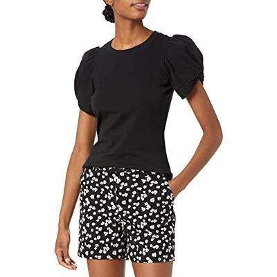 Amazon Essentials Damen T-Shirt mit Puffärmeln und Rundhalsausschnitt, Normale Passform, Schwarz, XXL Amazon Essentials Damen T-Shirt mit Puffärmeln und Rundhalsausschnitt, Normale Passform, Schwarz, XXL