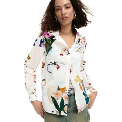 Desigual Langarmhemd aus der Damen-Kollektion, Weiß, Größe L Desigual Langarmhemd aus der Damen-Kollektion, Weiß, Größe L
