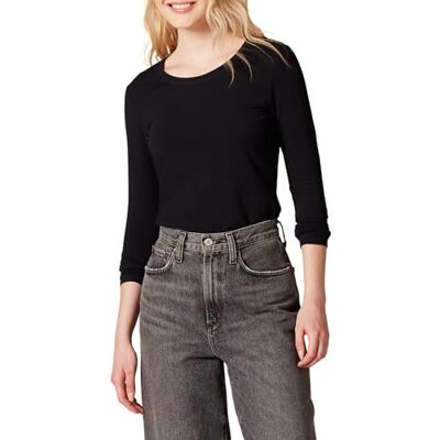Amazon Essentials Damen Regular-Fit Langarm-T-Shirt Rundhalsausschnitt (In Übergröße Erhältlich), Schwarz, M Amazon Essentials Damen Regular-Fit Langarm-T-Shirt Rundhalsausschnitt (In Übergröße Erhältlich), Schwarz, M