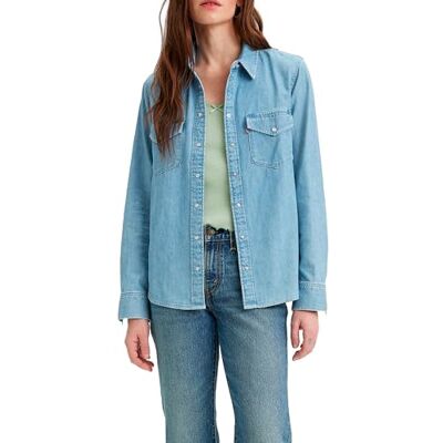 Levi's Damen Iconic Western Hemd,Old 517 Blue,L Levi's Damen Iconic Western Hemd,Old 517 Blue,L
