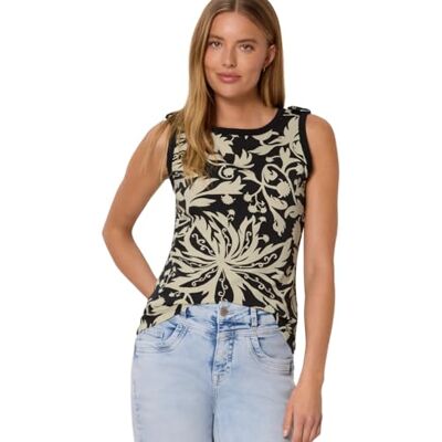 Street One Studio Damen Top mit Rundhals und Knopfdetail Street One Studio Damen Top mit Rundhals und Knopfdetail