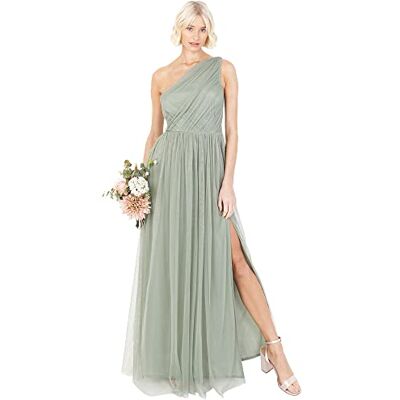 Anaya with Love Damen Womens Ladies Maxi One Cold Shoulder Dress with Slit Split Sleeveless Prom Wedding Guest Bridesmaid Ball Evening Gown Kleid, Forest Green, 42 EU Anaya with Love Damen Womens Ladies Maxi One Cold Shoulder Dress with Slit Split Sleeveless Prom Wedding Guest Bridesmaid Ball Evening Gown Kleid, Forest Green, 42 EU