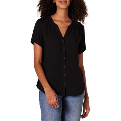 Amazon Essentials Damen Kurzarm-Webbluse, Schwarz, XX-Large Amazon Essentials Damen Kurzarm-Webbluse, Schwarz, XX-Large