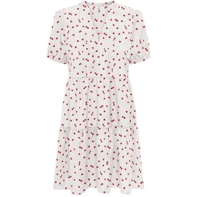 ONLY Damen Onlnova Life Vis S/S Thea Dress AOP, Cloud Dancer, Small ONLY Damen Onlnova Life Vis S/S Thea Dress AOP, Cloud Dancer, Small