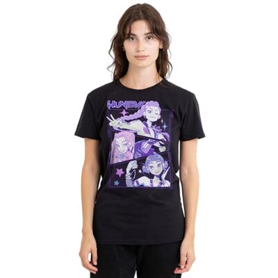 KPop Demon Hunters K-Pop Demon Hunters Damen Anime Huntrix Ladies Shirt, Black, Schwarz, S EU KPop Demon Hunters K-Pop Demon Hunters Damen Anime Huntrix Ladies Shirt, Black, Schwarz, S EU