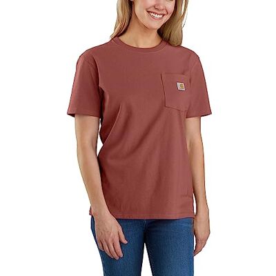 Carhartt Loose Fit Schwergewicht Kurzarm-T-Shirt K87 mit Tasche Damen Braun XS Carhartt Loose Fit Schwergewicht Kurzarm-T-Shirt K87 mit Tasche Damen Braun XS