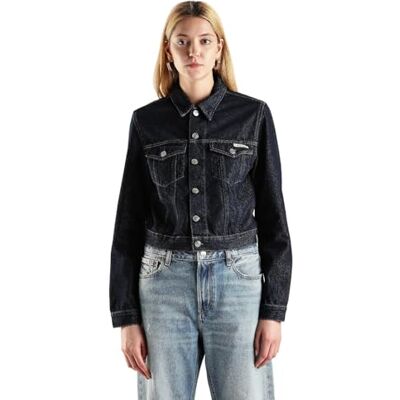 Calvin Damen Jeansjacke 90'S Denim Jacket Cropped Fit, Blau (Denim Rinse), XL Calvin Damen Jeansjacke 90'S Denim Jacket Cropped Fit, Blau (Denim Rinse), XL