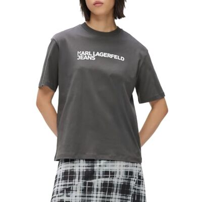 KARL LAGERFELD JEANS , Women's, Regular Short Sleeve Essential Logo Tee, Regular Fit, Magnet, L KARL LAGERFELD JEANS , Women's, Regular Short Sleeve Essential Logo Tee, Regular Fit, Magnet, L