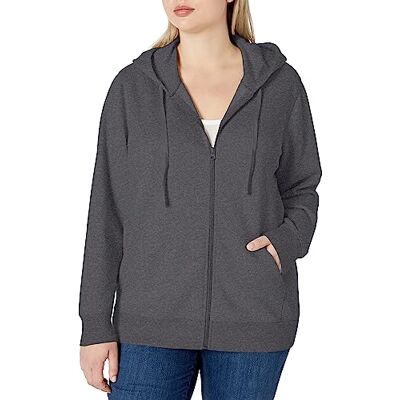 Amazon Essentials Damen Fleece-Hoodie mit durchgehendem Reißverschluss (in Übergröße erhältlich), Kohlegrau Meliert, M Amazon Essentials Damen Fleece-Hoodie mit durchgehendem Reißverschluss (in Übergröße erhältlich), Kohlegrau Meliert, M