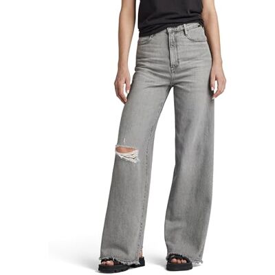 G-STAR RAW Damen Deck 2.0 High Loose Jeans, Grau (Faded Ripped aerosol D23591-D490-G669), 32W / 34L G-STAR RAW Damen Deck 2.0 High Loose Jeans, Grau (Faded Ripped aerosol D23591-D490-G669), 32W / 34L