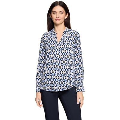 Betty Barclay Damen Schlupfbluse Langarm 42, Blau/Weiß Betty Barclay Damen Schlupfbluse Langarm 42, Blau/Weiß