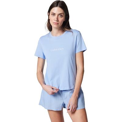 Calvin Damen S/S Tee Short Set LV00QS7576 Set, Blau (Frozen Fjord W Trail Stripe), M, Blau (Frozen Fjord W Trail Stripe), M Calvin Damen S/S Tee Short Set LV00QS7576 Set, Blau (Frozen Fjord W Trail Stripe), M, Blau (Frozen Fjord W Trail Stripe), M