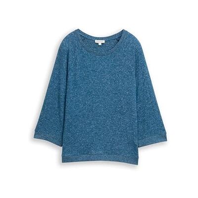 TOM TAILOR Damen 1047767 T-Shirt, 38879-Dark Petrol Melange, XS TOM TAILOR Damen 1047767 T-Shirt, 38879-Dark Petrol Melange, XS