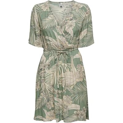 ONLY Damen Onlpalina Life 2/4 Wrap Dress Ptm Wickelkleid, Grün, S EU ONLY Damen Onlpalina Life 2/4 Wrap Dress Ptm Wickelkleid, Grün, S EU