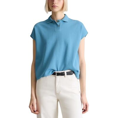 Marc O' Polo Marc OߴPolo Denim Damen Kurzarm-Poloshirt aus Baumwolle Wide Fit, Blau (Blue Dawn), S Marc O' Polo Marc OߴPolo Denim Damen Kurzarm-Poloshirt aus Baumwolle Wide Fit, Blau (Blue Dawn), S