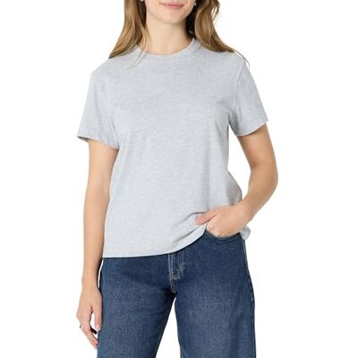 Amazon Essentials Damen Relaxed-Fit-Baumwoll-T-Shirt Mit Rundhalsausschnitt, Hellgrau Meliert, S Amazon Essentials Damen Relaxed-Fit-Baumwoll-T-Shirt Mit Rundhalsausschnitt, Hellgrau Meliert, S