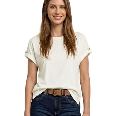 Street One Damen T-Shirt mit Rundhals und Knopfdetails Street One Damen T-Shirt mit Rundhals und Knopfdetails