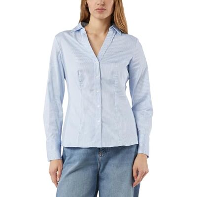 Comma Feminine Streifenbluse aus elastischem Baumwollmix Comma Feminine Streifenbluse aus elastischem Baumwollmix