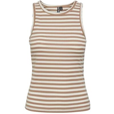 PIECES Damen Pcruka Boxer Tank Top Noos Bc, Silver Mink/Stripes:Cloud Dancer,M PIECES Damen Pcruka Boxer Tank Top Noos Bc, Silver Mink/Stripes:Cloud Dancer,M