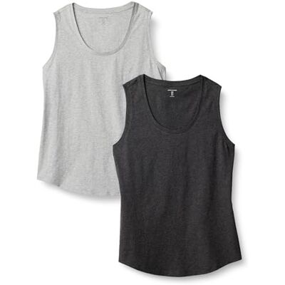 Amazon Essentials Damen Regular Fit Ärmelloses Tanktop Aus 100% Baumwolle, 2er-Pack, Dunkelgrau/Hellgrau Meliert, M Amazon Essentials Damen Regular Fit Ärmelloses Tanktop Aus 100% Baumwolle, 2er-Pack, Dunkelgrau/Hellgrau Meliert, M