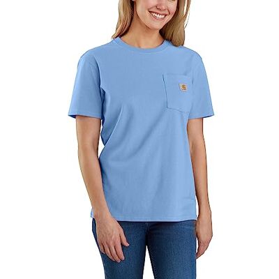 Carhartt Loose Fit Schwergewicht Kurzarm-T-Shirt K87 Pocket Damen Blau XS Carhartt Loose Fit Schwergewicht Kurzarm-T-Shirt K87 Pocket Damen Blau XS