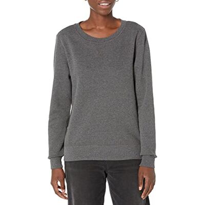 Amazon Essentials Damen Fleece-Sweatshirt zum Überziehen mit Rundhalsausschnitt (In Übergröße erhältlich), Dunkelgrau Meliert, XS Amazon Essentials Damen Fleece-Sweatshirt zum Überziehen mit Rundhalsausschnitt (In Übergröße erhältlich), Dunkelgrau Meliert, XS