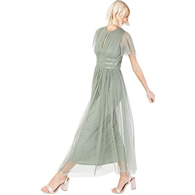 Anaya with Love Damen Ladies Midaxi Dress for Women High Waist Keyhole Short Flutter Sleeve Crew Neckline for Wedding Guest Bridesmaids Prom Kleid, Frosty Green, Anaya with Love Damen Ladies Midaxi Dress for Women High Waist Keyhole Short Flutter Sleeve Crew Neckline for Wedding Guest Bridesmaids Prom Kleid, Frosty Green,