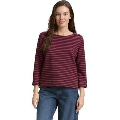 TOM TAILOR Damen 1045536 T-Shirt, 38592 Oxblood Red Stripe, M EU TOM TAILOR Damen 1045536 T-Shirt, 38592 Oxblood Red Stripe, M EU