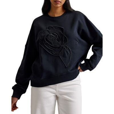 Ted Baker LOTISS-Besticktes Burnout-Sweatshirt mit Grafik, Navy, XS Ted Baker LOTISS-Besticktes Burnout-Sweatshirt mit Grafik, Navy, XS