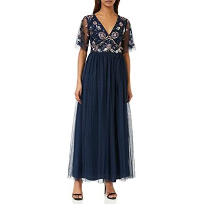 Maya Deluxe Womens Maxi Dress Ladies Embellished Spot Mesh A-line V-Neck Dress for Wedding Guest Bridesmaid Prom Ball Occasion Maya Deluxe Womens Maxi Dress Ladies Embellished Spot Mesh A-line V-Neck Dress for Wedding Guest Bridesmaid Prom Ball Occasion
