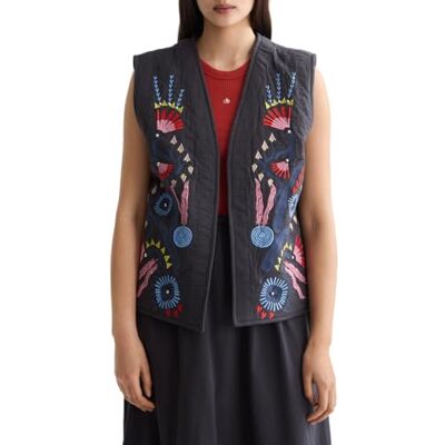 Scotch & Soda Bestickte Weste für Damen, Charcoal A U078, XS Scotch & Soda Bestickte Weste für Damen, Charcoal A U078, XS