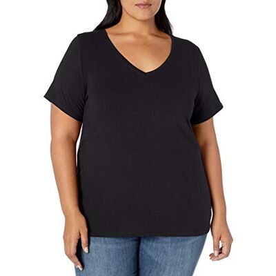 Amazon Essentials Damen Plus Size V-Ausschnitt T-Shirt mit Kurzen Ärmeln, Klassische Passform, Schwarz, XXL Große Größen Amazon Essentials Damen Plus Size V-Ausschnitt T-Shirt mit Kurzen Ärmeln, Klassische Passform, Schwarz, XXL Große Größen
