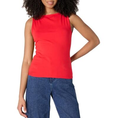 Amazon Essentials Rippstrick-Tanktop für Damen, schmale Passform, U-Boot-Ausschnitt, helles Mohnrot, Größe S Amazon Essentials Rippstrick-Tanktop für Damen, schmale Passform, U-Boot-Ausschnitt, helles Mohnrot, Größe S
