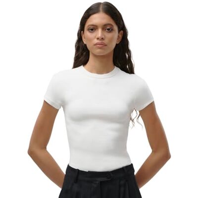 LeGer by Lena Gercke LeGer Ria T-Shirt Kurzarm Tshirt Damen körpernahe Passform Oberteil aus Baumwolle Mode für Damen by Lena Gercke Gr. 34-45 LeGer by Lena Gercke LeGer Ria T-Shirt Kurzarm Tshirt Damen körpernahe Passform Oberteil aus Baumwolle Mode für Damen by Lena Gercke Gr. 34-45