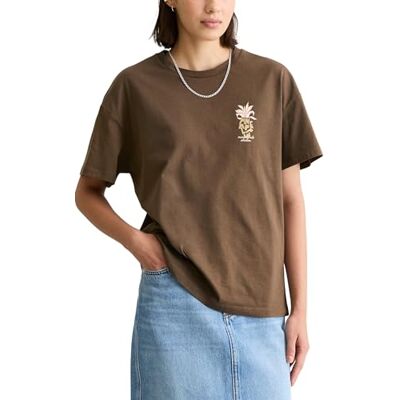 Marc O' Polo Marc OߴPolo Denim Damen T-Shirt mit Logo Relaxed Fit, Braun (Hazelnut Brown), L Marc O' Polo Marc OߴPolo Denim Damen T-Shirt mit Logo Relaxed Fit, Braun (Hazelnut Brown), L