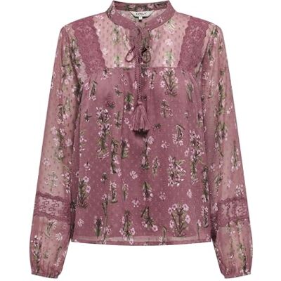 ONLY Damen Onltessa Eliza Ls Top WVN, Rose Brown, Medium ONLY Damen Onltessa Eliza Ls Top WVN, Rose Brown, Medium