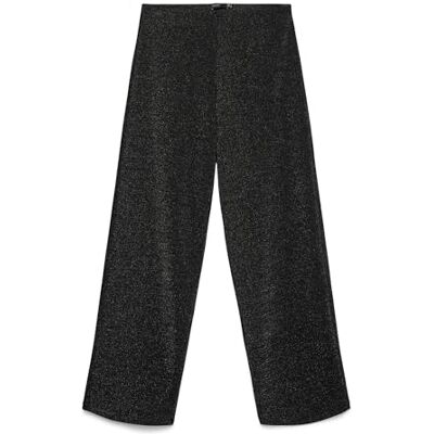VERO MODA Damen Vmberlin Mw Wide Glitter Pant Noos, Black, XL / 32L VERO MODA Damen Vmberlin Mw Wide Glitter Pant Noos, Black, XL / 32L