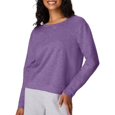 Hanes Damen EcoSmart Crewneck Sweatshirt, Violet Splendor Heather, Large Hanes Damen EcoSmart Crewneck Sweatshirt, Violet Splendor Heather, Large
