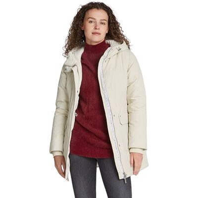 Tommy Jeans Damen Parka mit Kapuze, Elfenbein (Newsprint), M Tommy Jeans Damen Parka mit Kapuze, Elfenbein (Newsprint), M