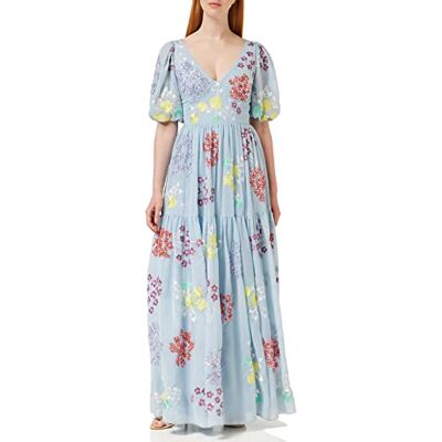 Maya Deluxe Damen Womens Maxi Dress Ladies V Neck Open Back Cape Sleeve Dress for Wedding Guest Bridesmaid Summer Prom Ball Occasion Kleid, Blue, Maya Deluxe Damen Womens Maxi Dress Ladies V Neck Open Back Cape Sleeve Dress for Wedding Guest Bridesmaid Summer Prom Ball Occasion Kleid, Blue,