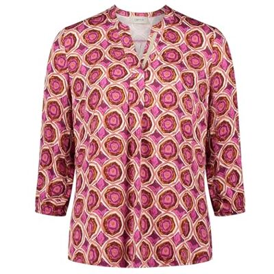 Cartoon Damen Blusenshirt mit Muster 42, Weiß/Violett Cartoon Damen Blusenshirt mit Muster 42, Weiß/Violett