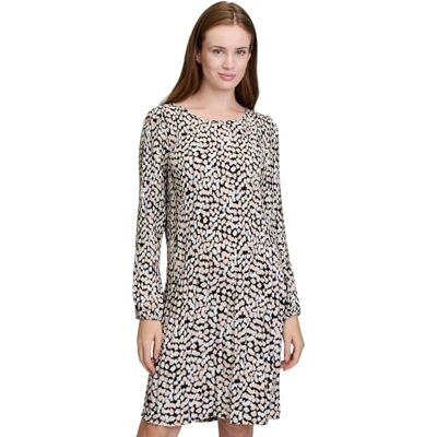 Cartoon Damen Plisseekleid mit Muster 36, Weiß/Schwarz Cartoon Damen Plisseekleid mit Muster 36, Weiß/Schwarz