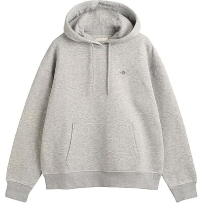 GANT Damen Shield Hoodie Kapuzenpullover, Light Grey Melange, XXL EU GANT Damen Shield Hoodie Kapuzenpullover, Light Grey Melange, XXL EU