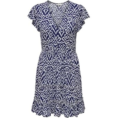 ONLY Damen Onlclaudette Life Ss Mini Dress WVN Noos Mini-Kleid Mit V-Ausschnitt Und Rüschen Für Den Alltag (1er Pack) ONLY Damen Onlclaudette Life Ss Mini Dress WVN Noos Mini-Kleid Mit V-Ausschnitt Und Rüschen Für Den Alltag (1er Pack)