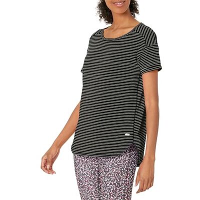 Amazon Essentials Damen Leichtes Fitness-T-Shirt mit Rundhalsausschnitt und lockerer Passform (in Übergröße erhältlich), Schwarz Streifen, M Amazon Essentials Damen Leichtes Fitness-T-Shirt mit Rundhalsausschnitt und lockerer Passform (in Übergröße erhältlich), Schwarz Streifen, M